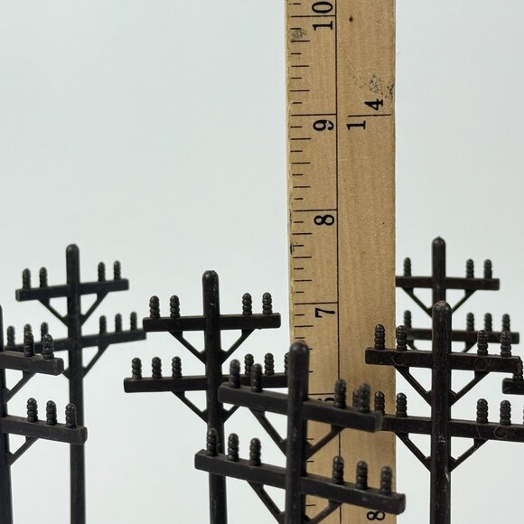 Black Model Train Telephone Poles Lot Of 10 Plastic Accessories 7.5" - Picture 7 of 7